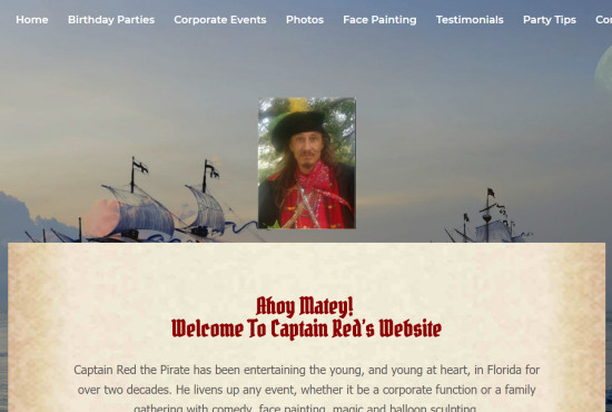 Entertainer Website Design - Captain Red the Pirate