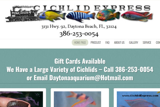 Pet Store Website Design for Cichlid Express