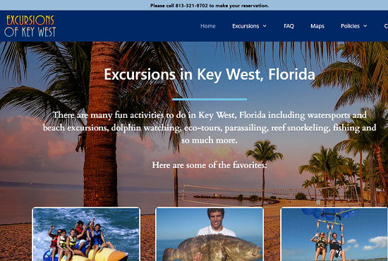 Activity Booking Website Design for Excursions of Key West
