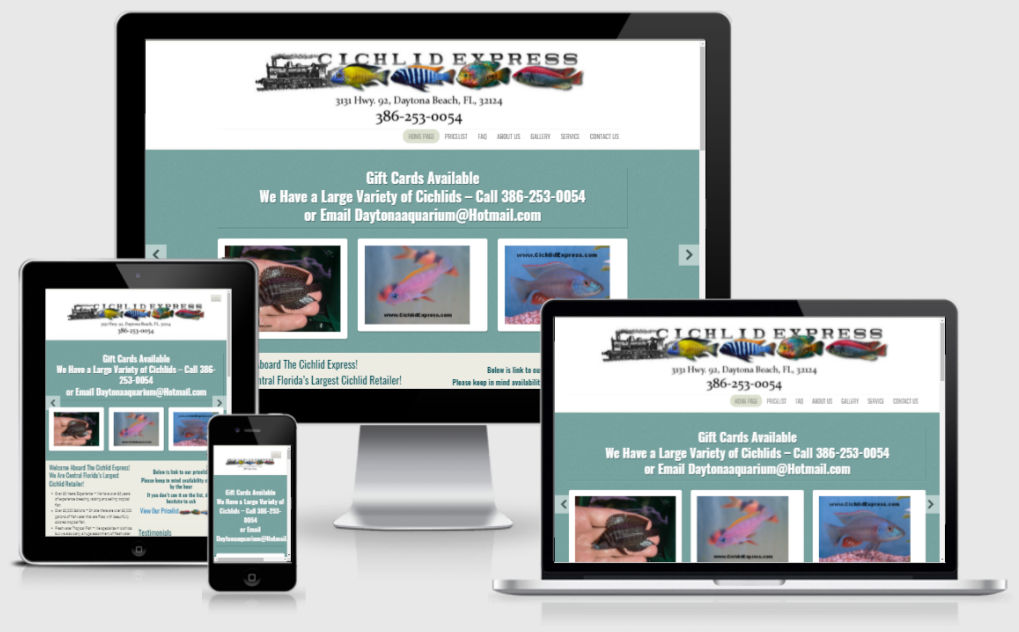 Responsive website for exotic fish store